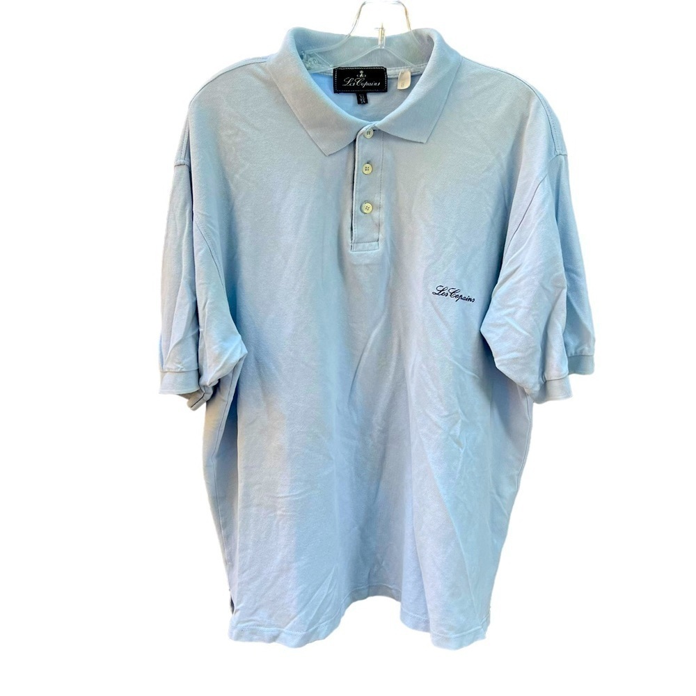 Les Copains Men’s Polo Shirt Light Blue Collared Short Sleeve XL